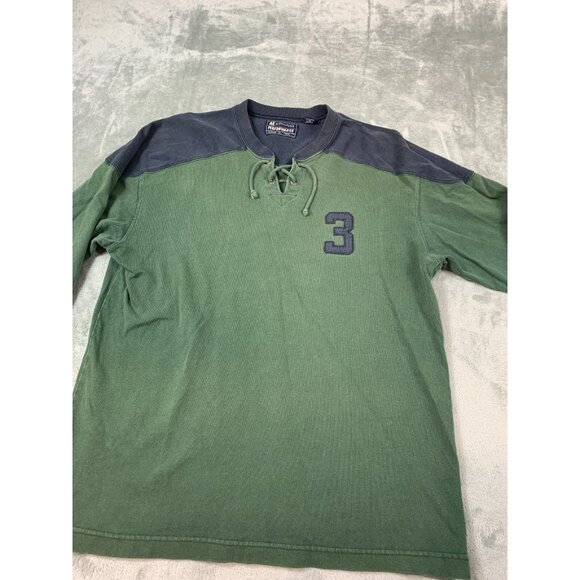 Vintage American Eagle Sweatshirt Men Medium Green Cotton Lace Up #3 Pullover - Picture 8 of 11